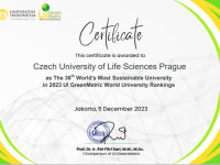 Certifikát UI GreenMetric